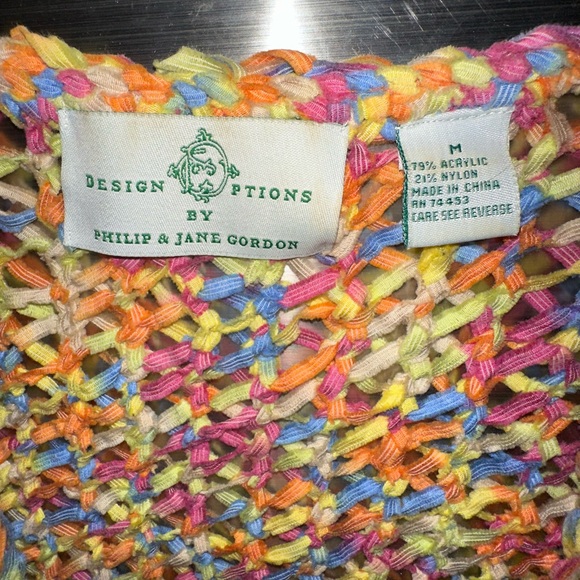 Design Options by Philip & Jane Gordon Boho Crochet Style Fringe Cardigan,‎ SZ M - Picture 9 of 9